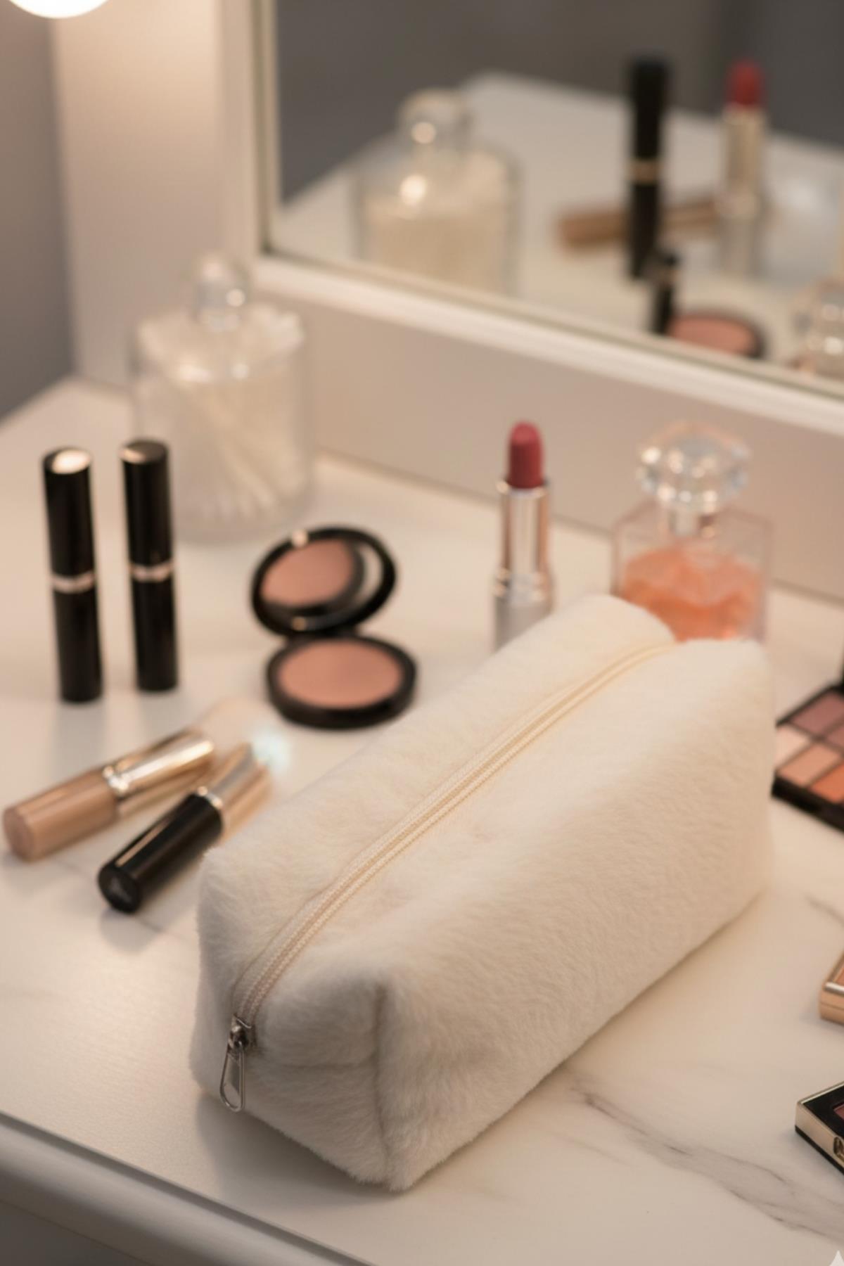 Yumuşak Peluş Makyaj Çantası Seyahat ve Kozmetik Düzenleyici Çanta