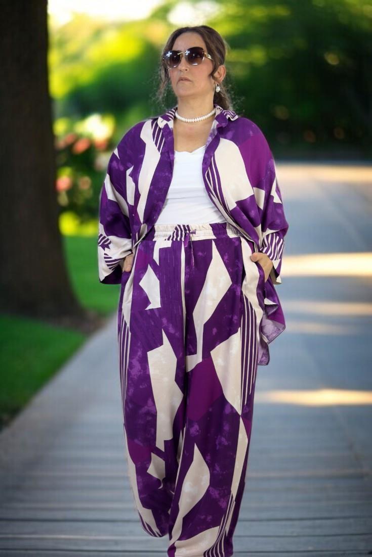 OVERSIZE KESİM PAMUKLU YAZLIK KUMAŞ ÖNDEN DÜĞMELİ GÖMLEK BELİ LASTİKLİ PANTOLON BÜYÜK BEDEN TAKIM
