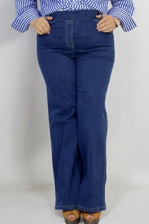 BELİ GENİŞ LASTİKLİ İSPANYOL PAÇA BÜYÜK BEDEN JEAN KOT PANTOLON LACİVERT