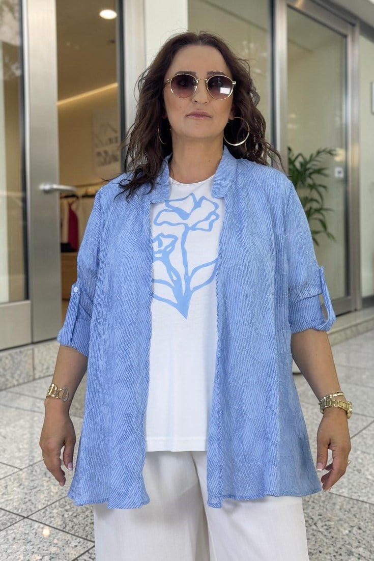 KATLANABİLİR KOL BORDÜR DESEN ŞEFFAF CEKET BASKILI PENYE TSHIRT BÜYÜK BEDEN İKİLİ TAKIM