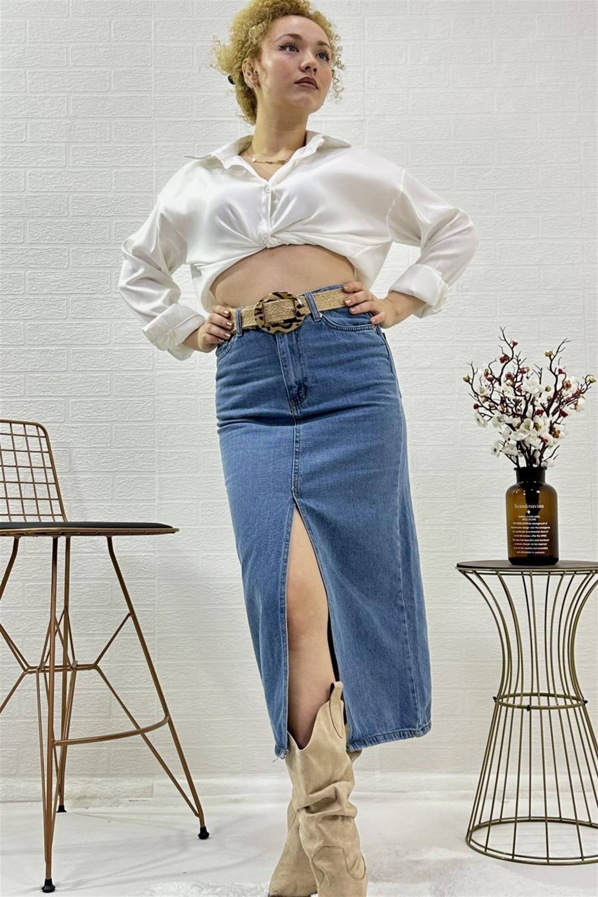 YIRTMAÇLI ORJİNAL MAXI KOT ETEK