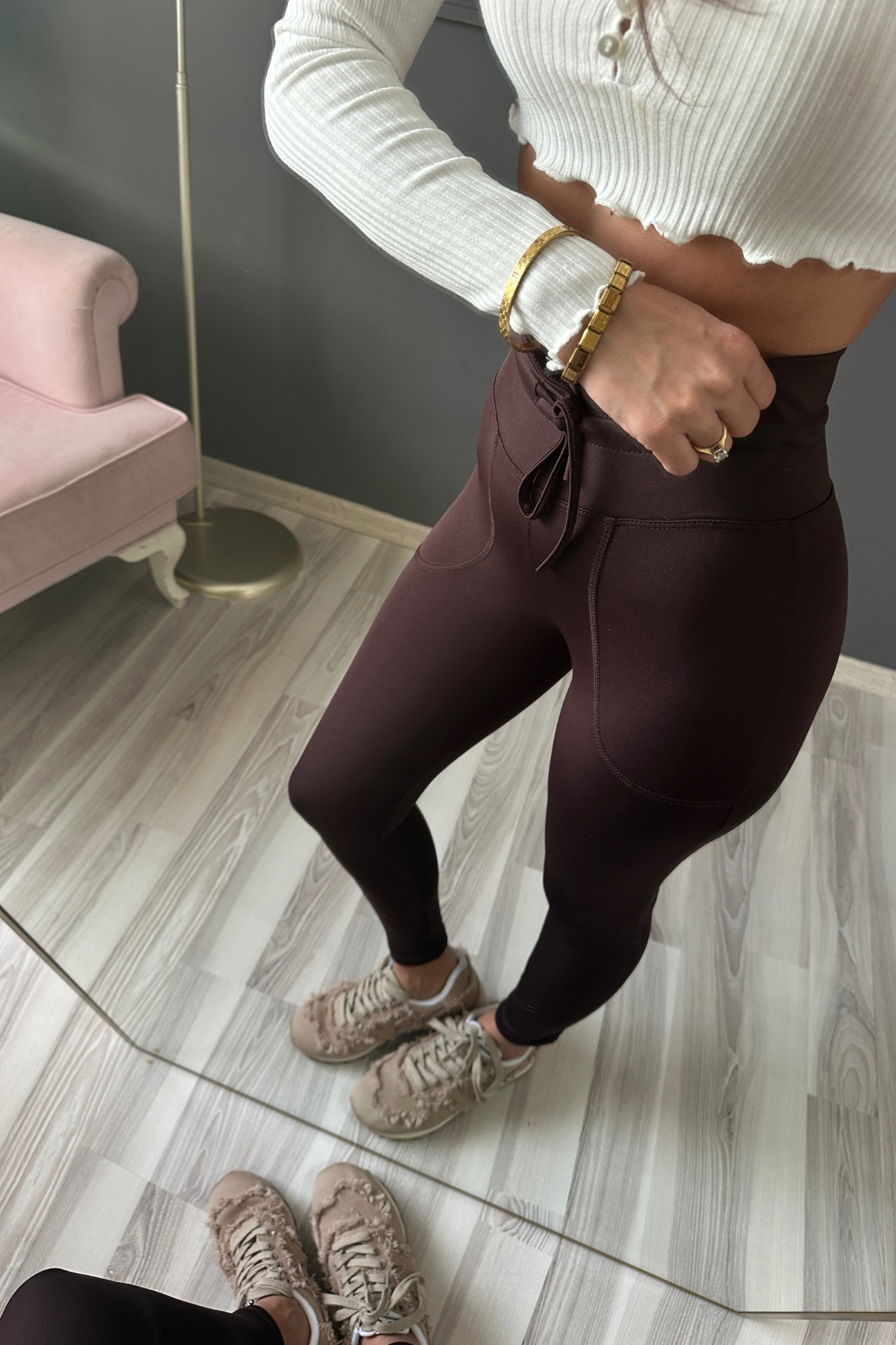 Acı Kahve Push Up Dalgıç Kumaş Cep Detay Toparlayıcı Tayt