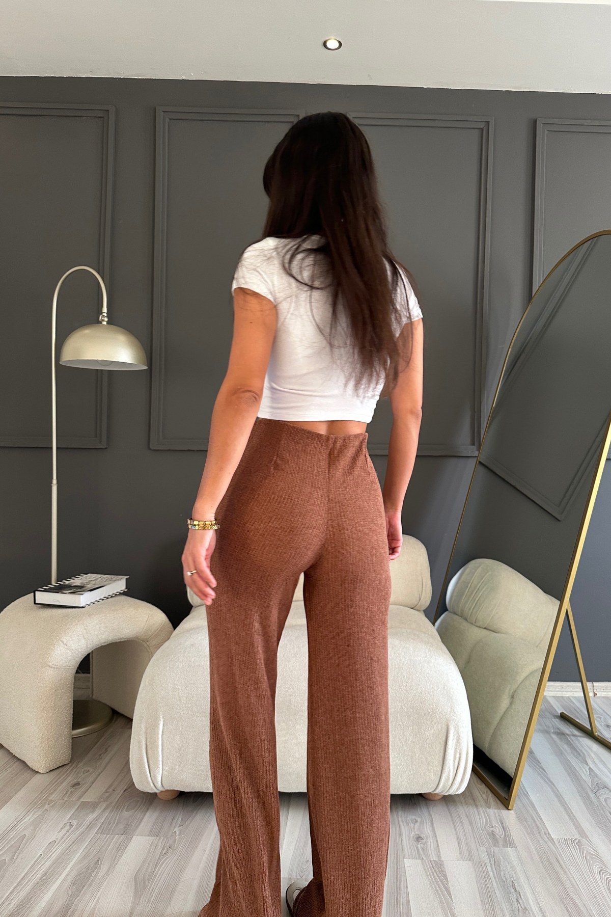 Bürümcük Kahverengi  Dökümlü Pantolon