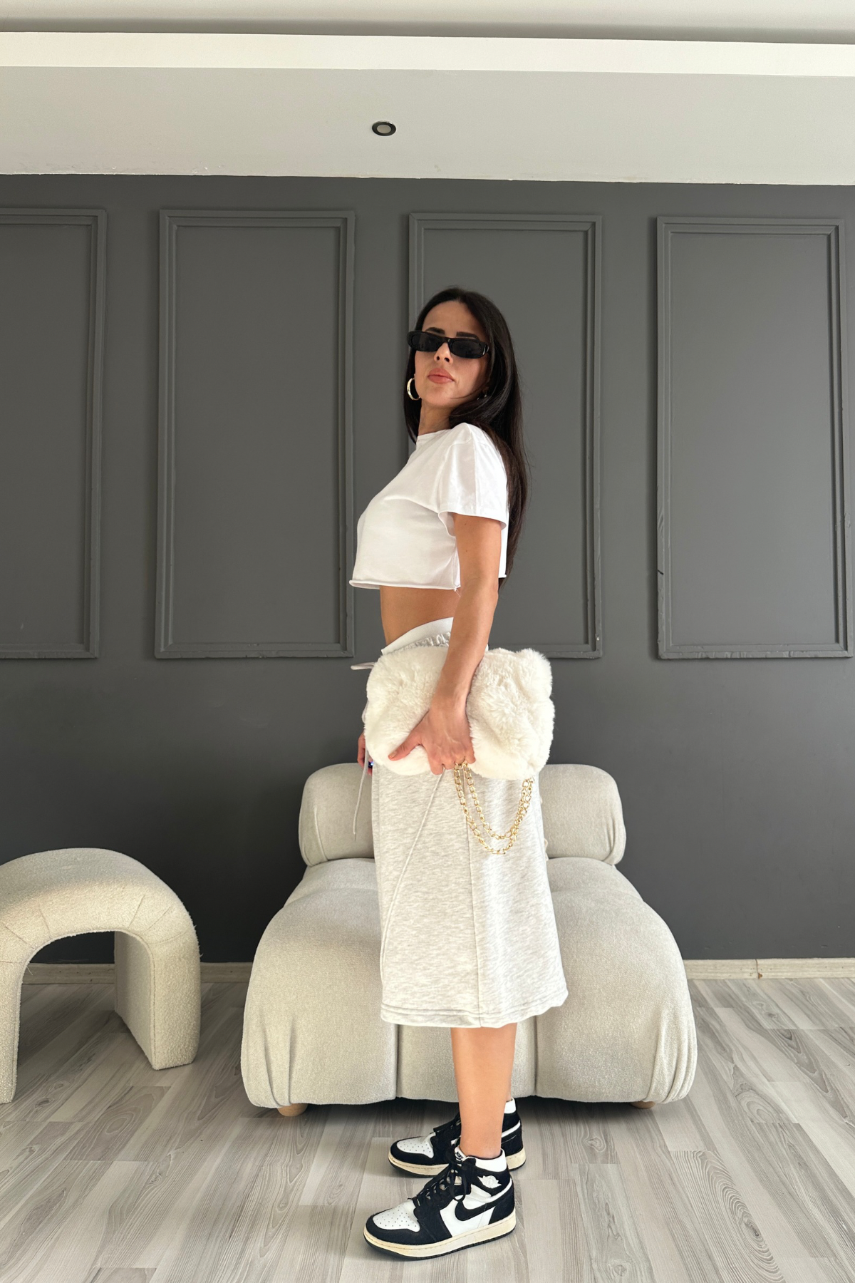 Gri Çımalı  Şort