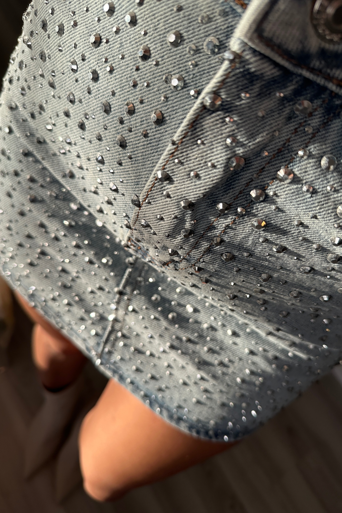Işıltılı Denim Etek