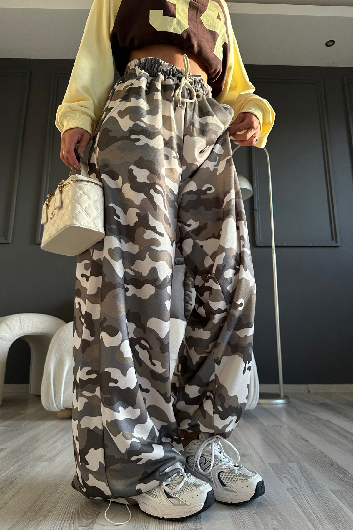 Kamuflaj Paça Ayarlamalı Balon Pantolon
