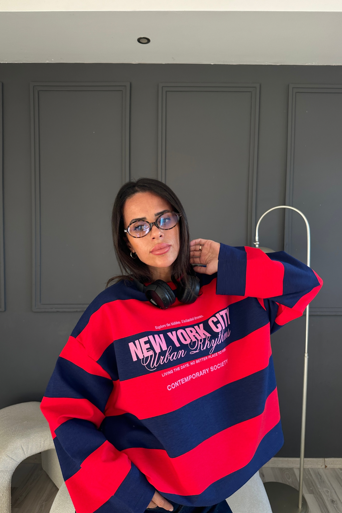 Kırmızı Siyah New York Sweat