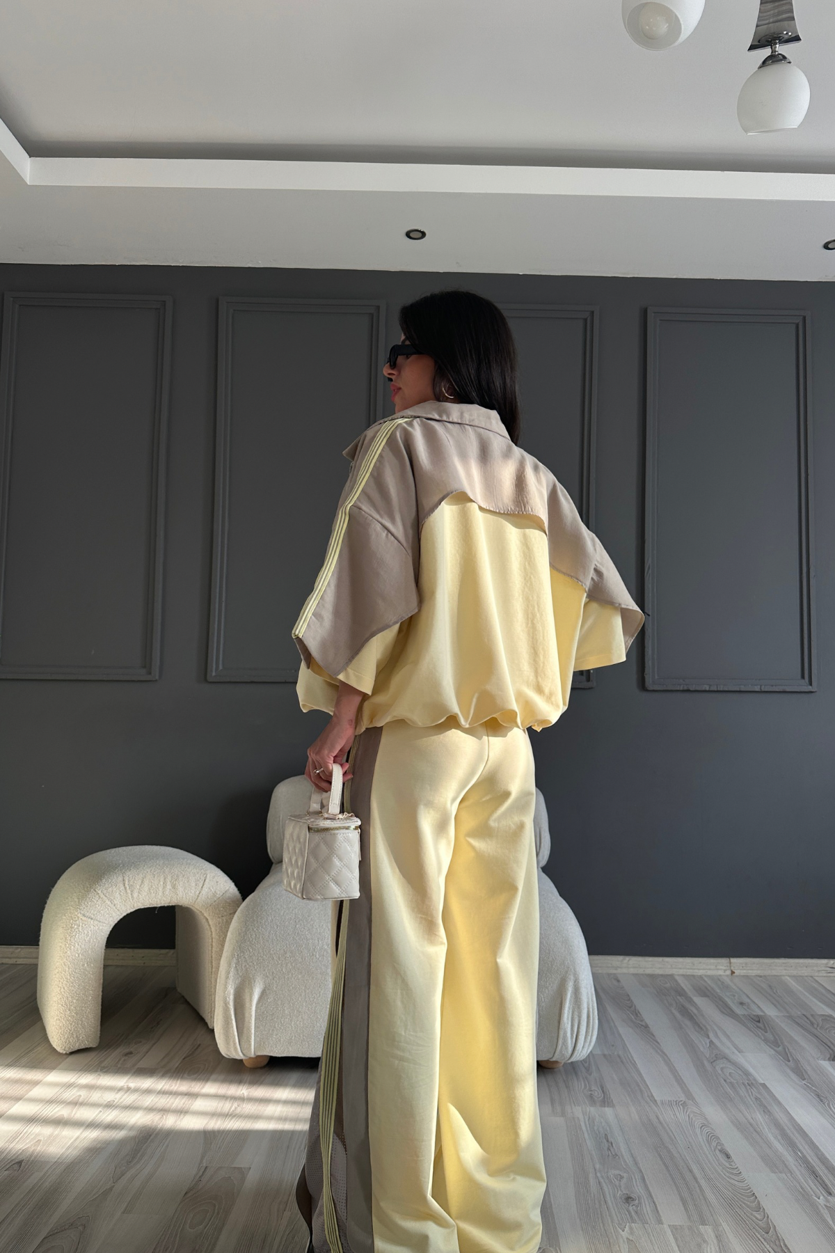 Paraşüt Detay Premium Üçlü Butter Yelllow Takım