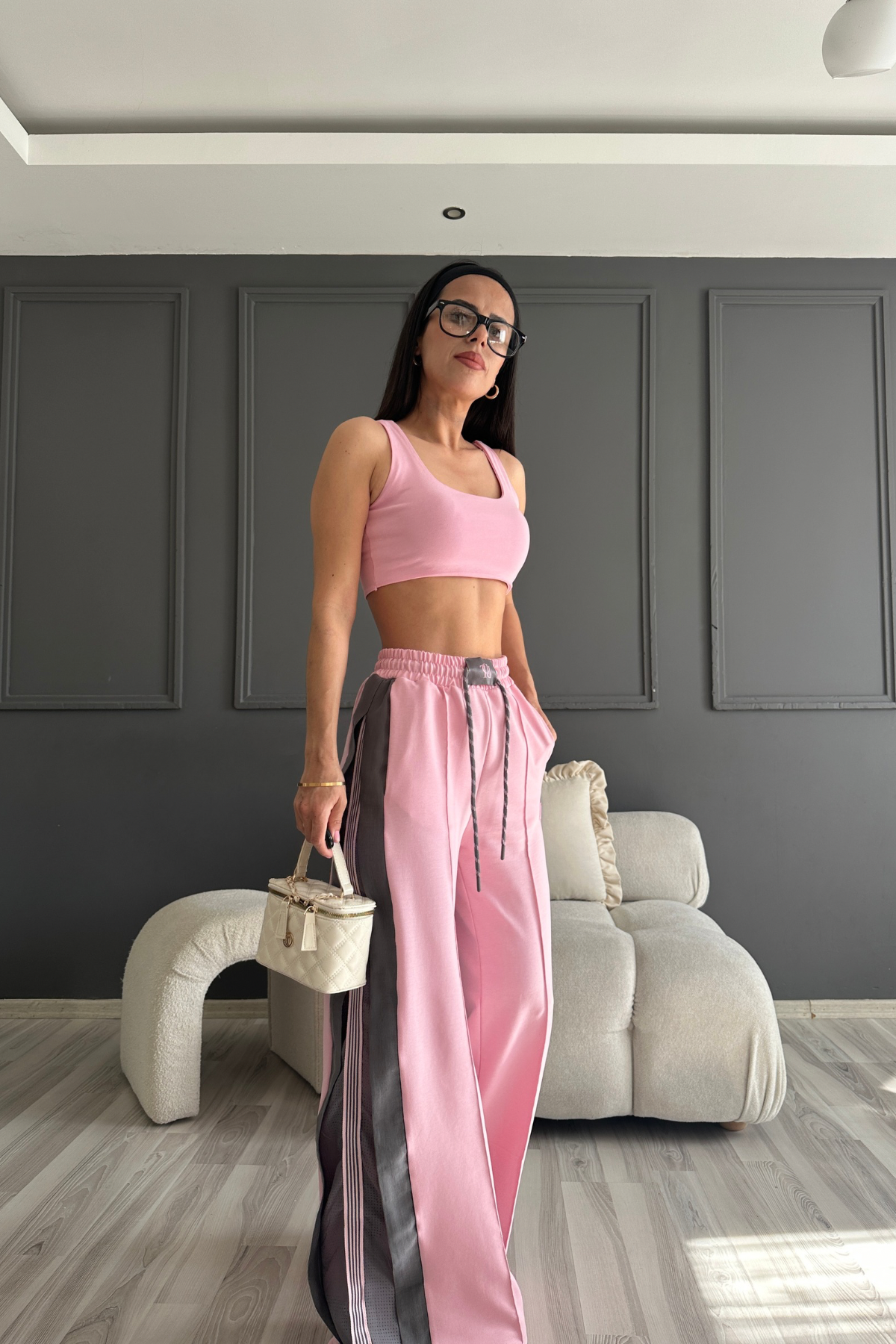 Paraşüt Detay Premium Üçlü Pembe Takım