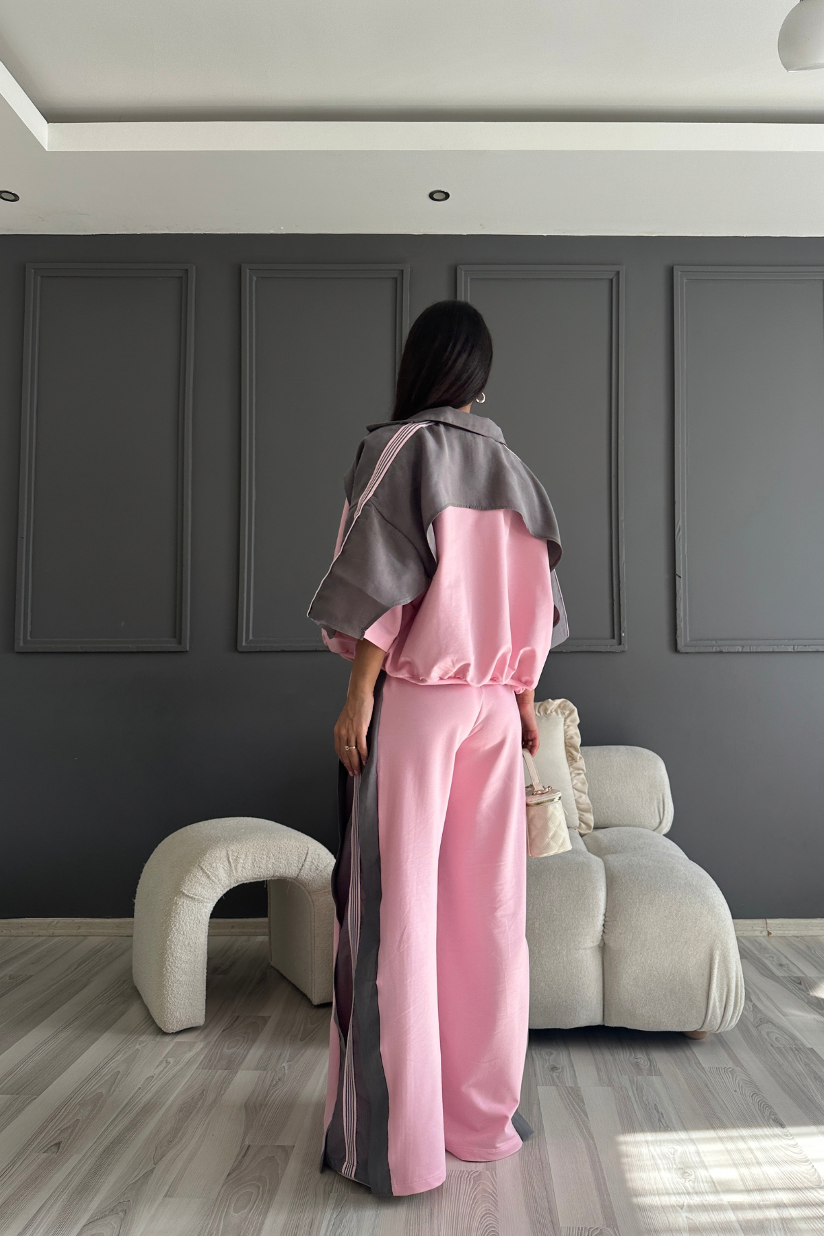 Paraşüt Detay Premium Üçlü Pembe Takım