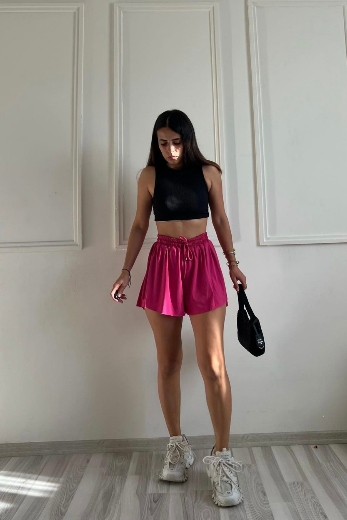 Pembe İçi Şortlu Likralı Etek