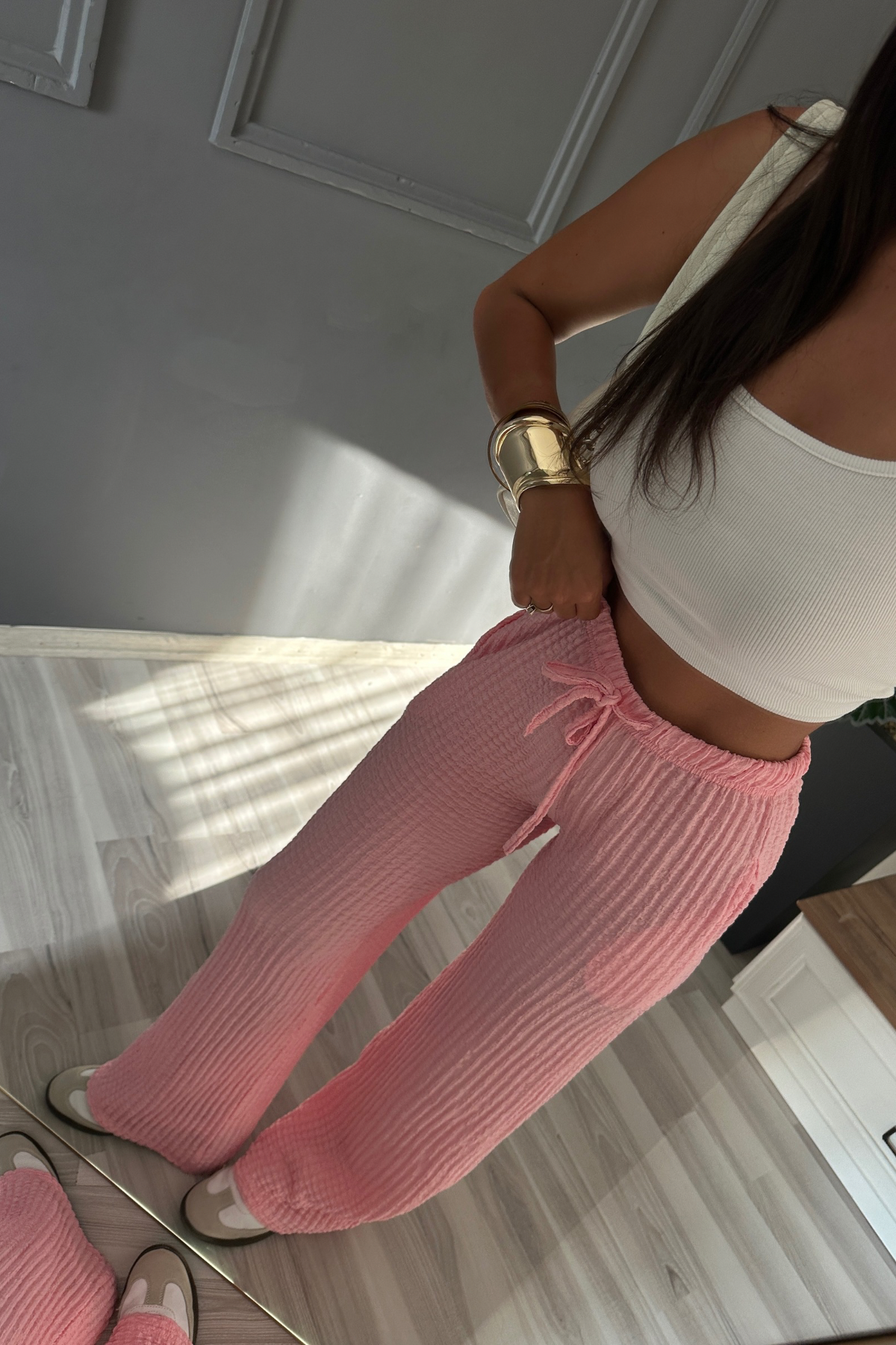 Pembe Jakarlı Burble Pantolon