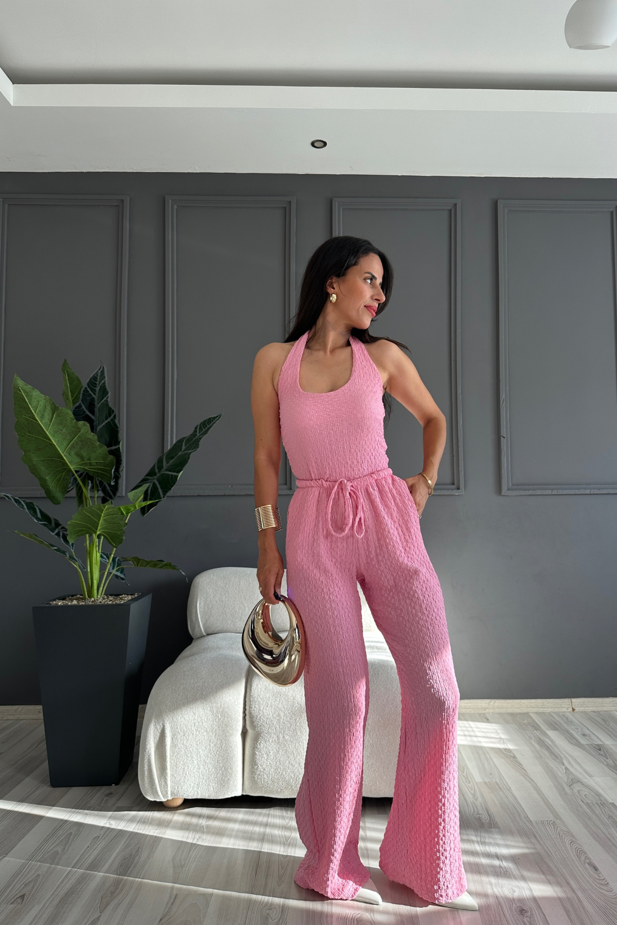 Pembe Sırtı Açık Elegant Takım 