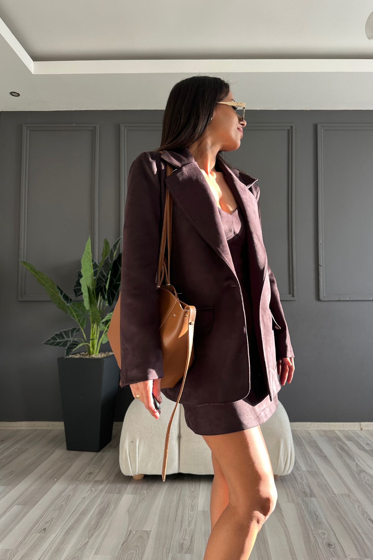Premium Süet Ceket Elbise Takım