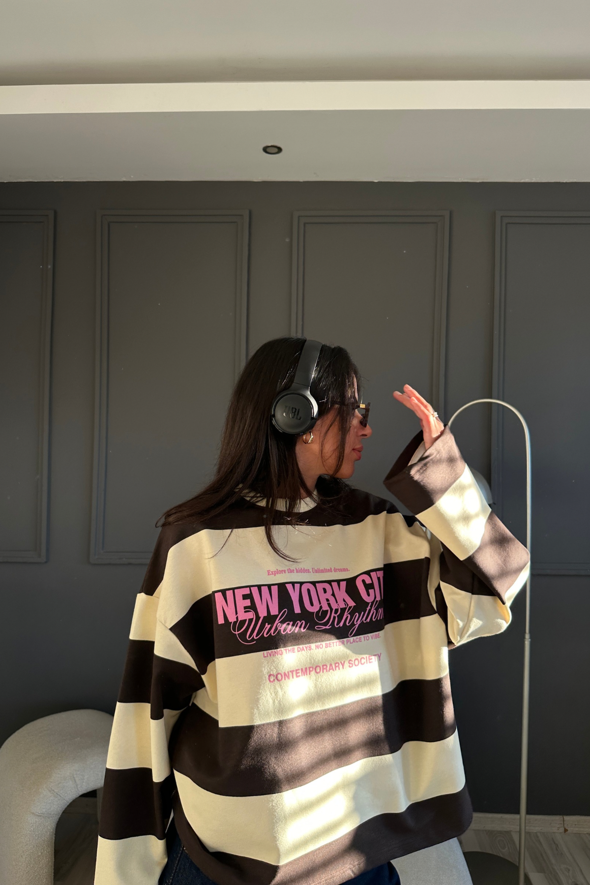 Sarı Kahve New York Sweat