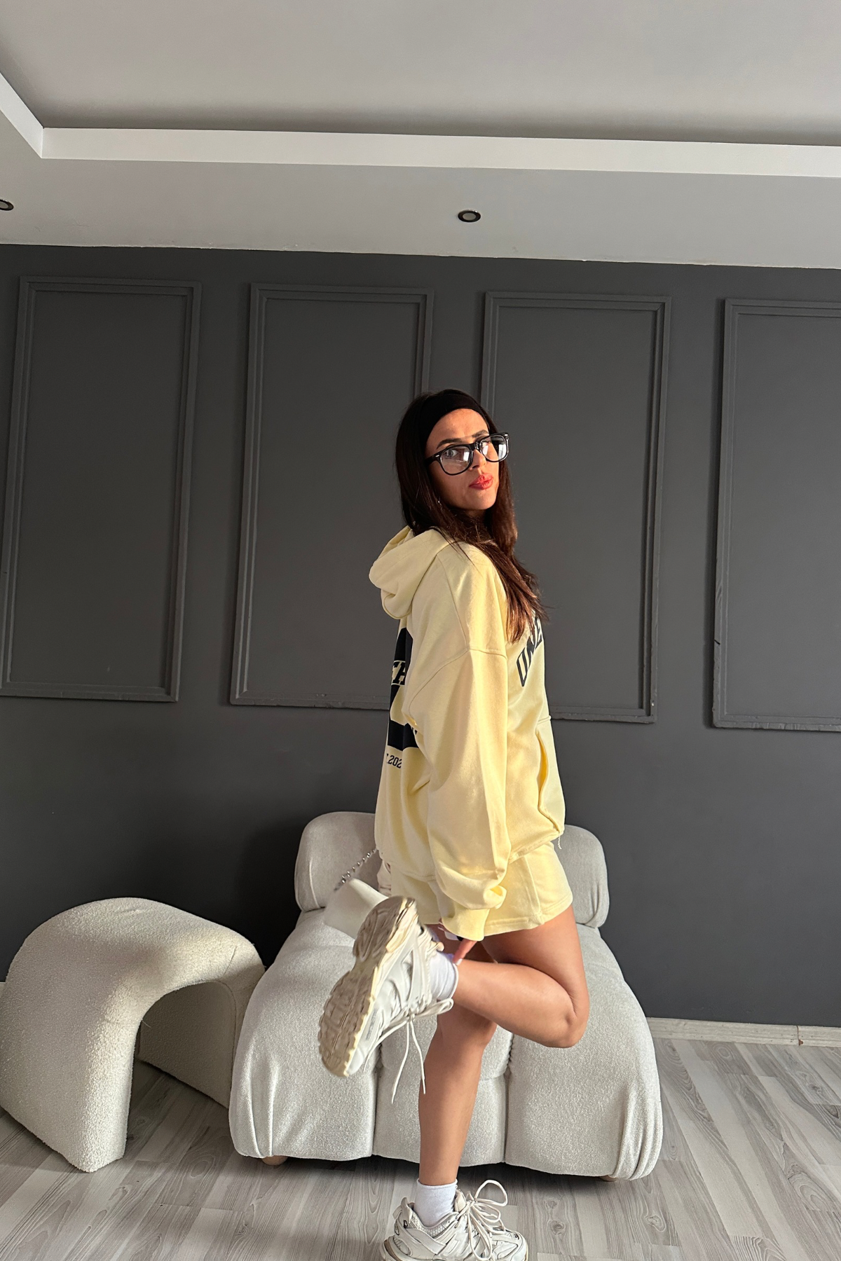 Sarı Şort Sweat Takım