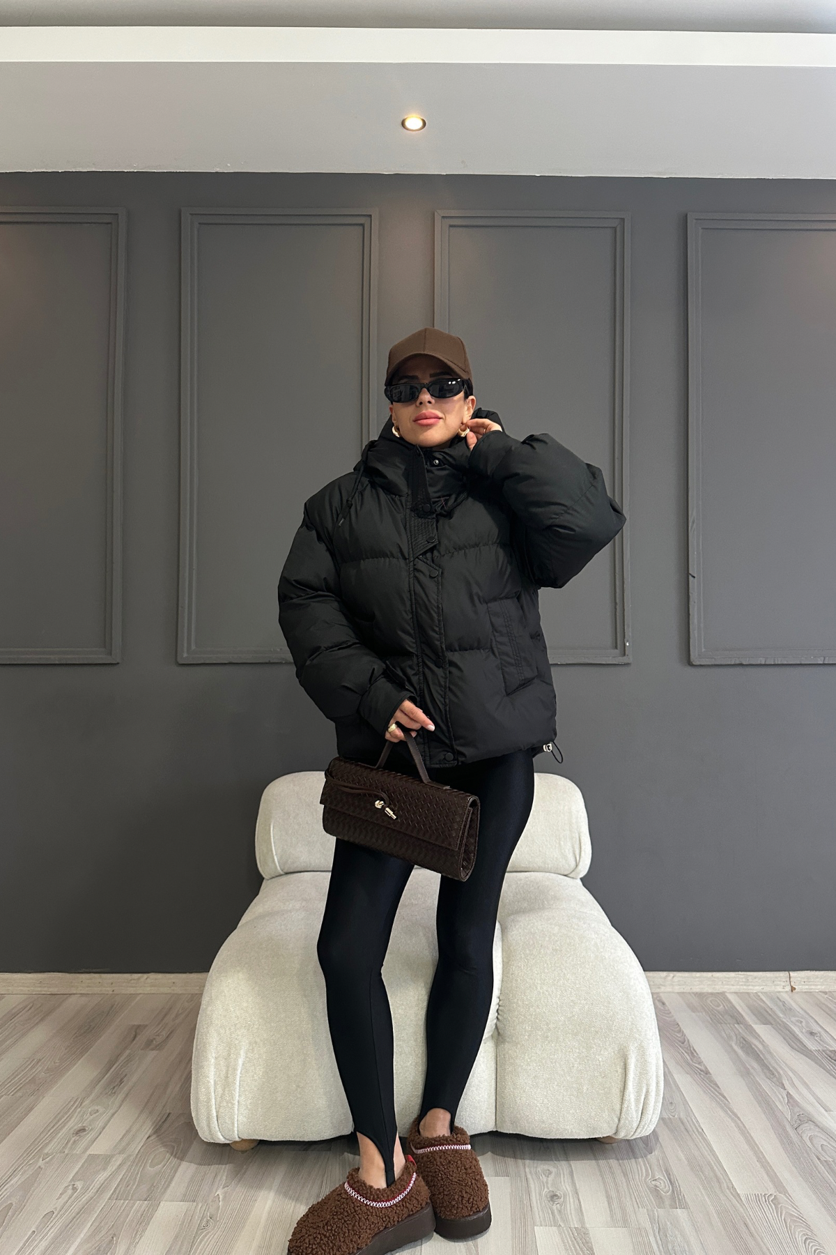 Siyah Bomber Şişme Mont