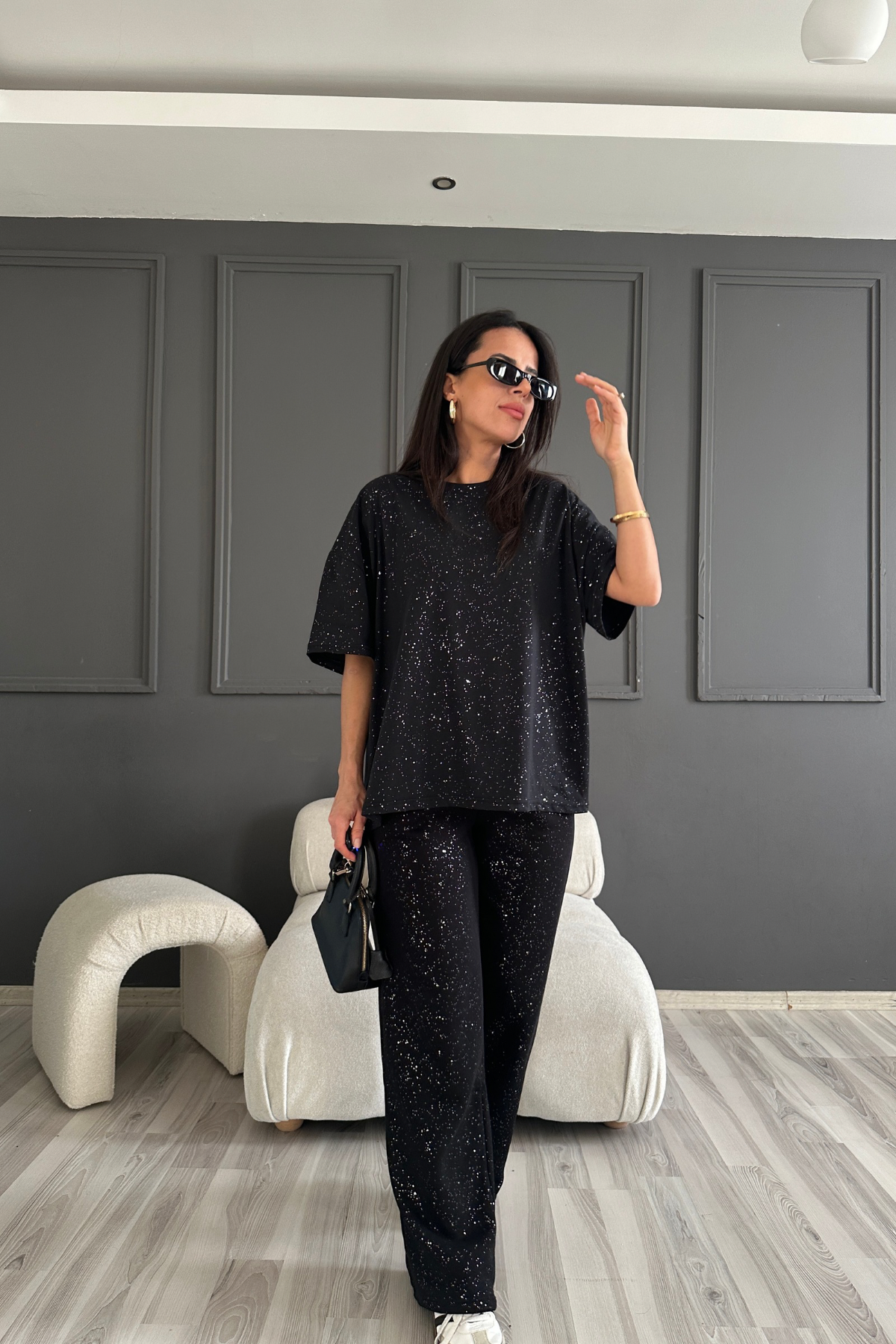 Siyah Simli Tshirt