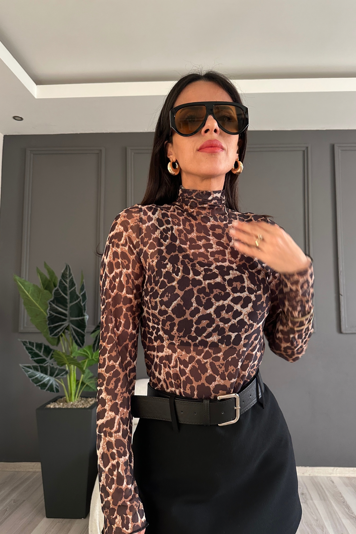 Transparan Leopar Bluz