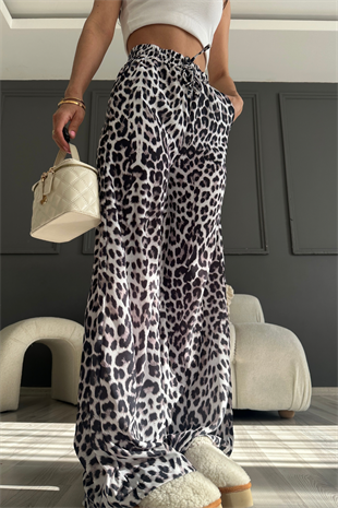 5301 Saten Leopar Pantolon 