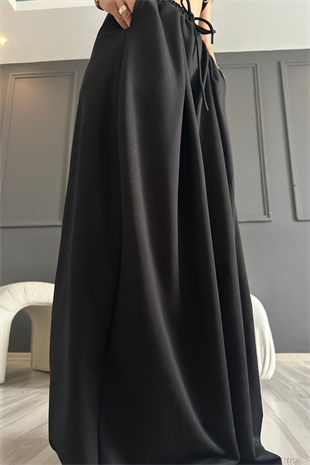 Bağlamalı Siyah Bol Paça Barrel Eşofman