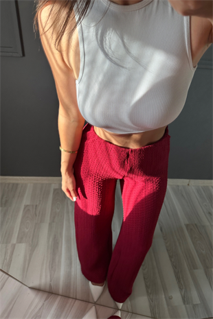 Bordo Bürümcük Ultra Esnek Misha Pantolon