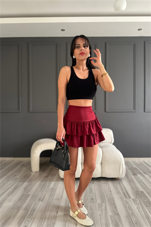 Bordo Kuş Gözü Etek