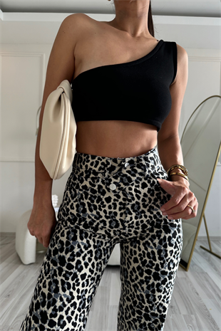 Çapraz Kemerli Leopar Yırtmaçlı Dessie Jean