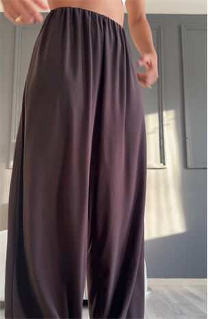 Kahve Dökümlü Balon Pantolon 