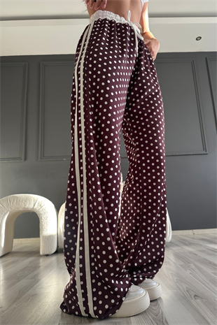 Kahve Şeritli Puantiye Pantolon