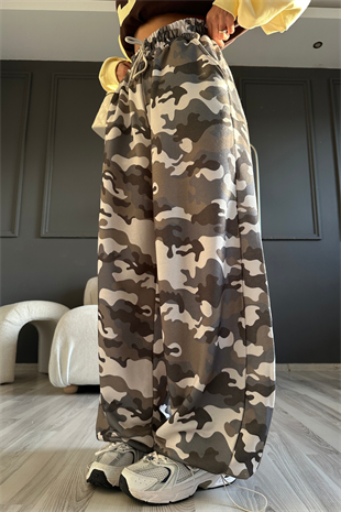 Kamuflaj Paça Ayarlamalı Balon Pantolon