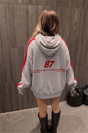 Kırmızı 87 Şeritli Sweat