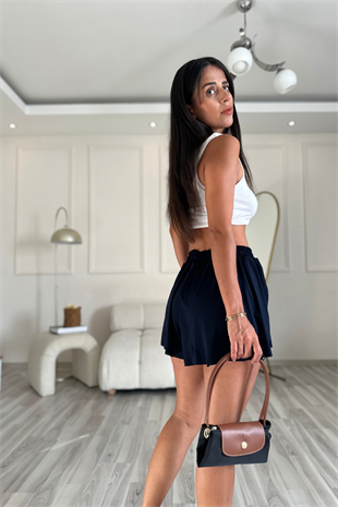 Lacivert İçi Şortlu Likralı Etek