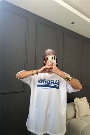 Mavi Detay Sandra Beyaz Tshirt