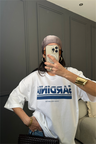 Mavi Detay Sandra Beyaz Tshirt