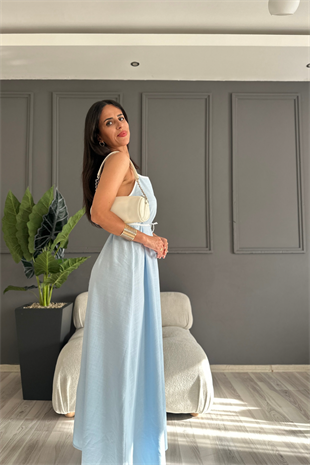 Mavi Keten Premium Elbise