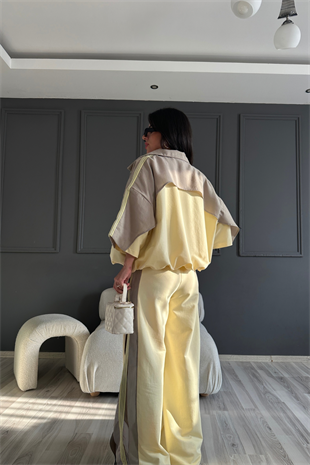 Paraşüt Detay Premium Üçlü Butter Yelllow Takım