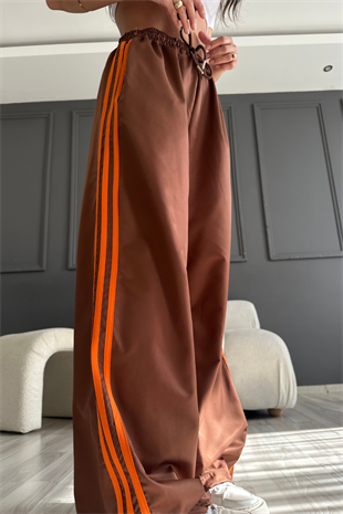 Paraşüt Kahve Şeritli Pantolon