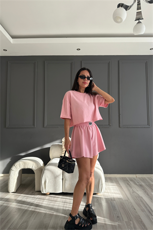 Pembe Çan Şort Tasarım Takım