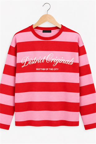 Pembe Çizgili Disrtict Sweat