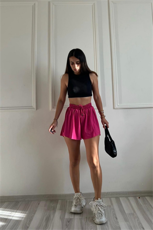 Pembe İçi Şortlu Likralı Etek