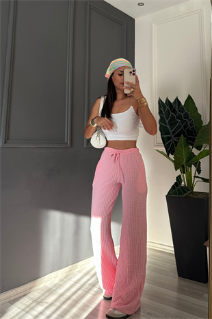 Pembe Jakarlı Burble Pantolon
