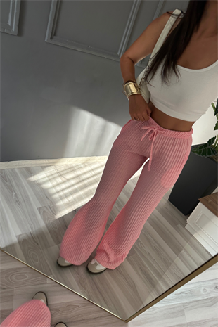 Pembe Jakarlı Burble Pantolon