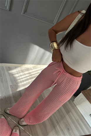 Pembe Jakarlı Burble Pantolon