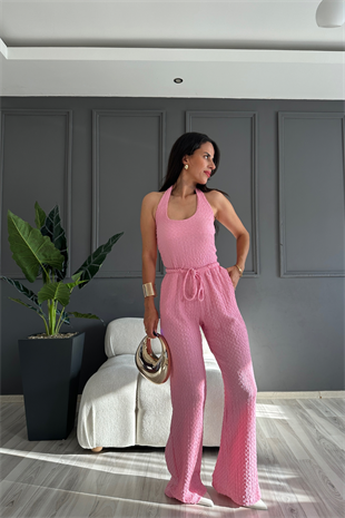 Pembe Sırtı Açık Elegant Takım 