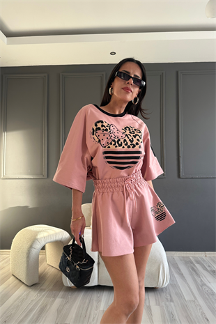 Pembe Siyah Şeritli Takım