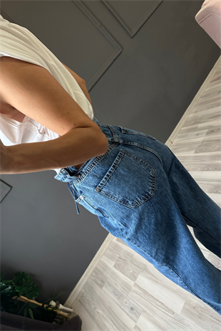 Premium Kalite İp Detaylı Dark Blue Denim