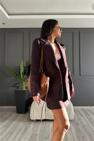 Premium Süet Ceket Elbise Takım