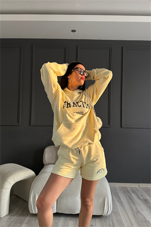 Sarı Şort Sweat Takım