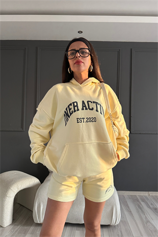 Sarı Şort Sweat Takım